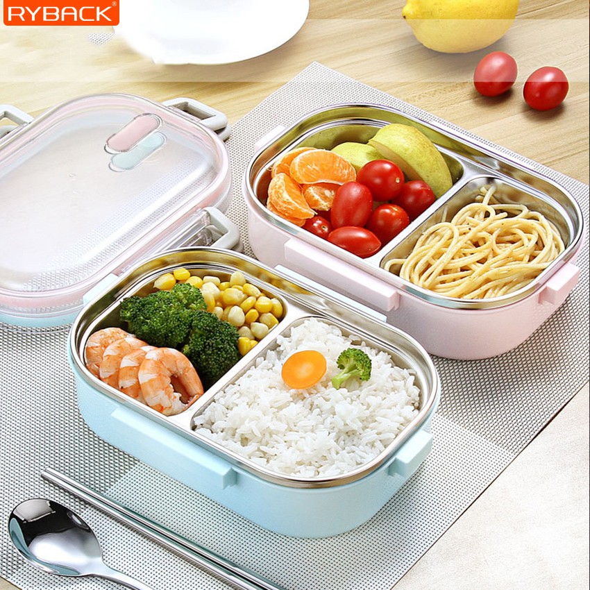 RYBACK กล่องข้าวสแตนเลส กล่องข้าว Lunch box ชุดกล่องข้าว พร้อมฝาปิด มี 3 สี ให้เลือก กล่องใส่อาหาร