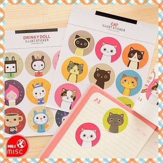 MUIMISC ♥  - Illust sticker - สติ๊กเกอร์หน้าแมวแแสนน่ารัก กันน้ำได้ ติดตกแต่งของใช้น่ารักๆ