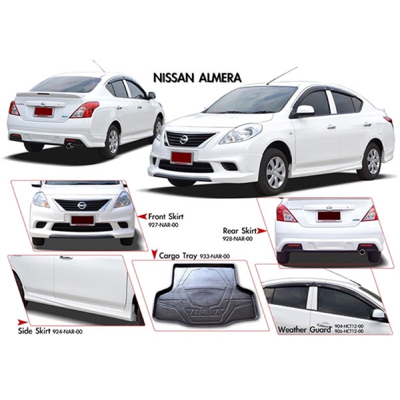ชุดแต่งสเกิร์ตรอบคัน Nissan Almera RB-S นิสสันอัลเมร่า 2012 2013 จากTp-Autopart