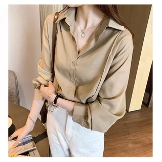 💙Fairy Style💙พร้อมส่ง เสื้อเชิ้ตแขนยาว เสื้อเชิ้ตทำงาน คอปก ทรงสวย สีสันสวยงาม สไตล์เกาหลี#3331