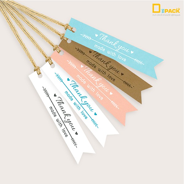 T013(THANK) ป้ายสี่เหลี่ยมผืนผ้าพิมพ์ลาย (ไม่คละสี) /ป้ายแท็ก Tag คำพูด ป้ายกระดาษ ป้ายห้อย ติดของชำ