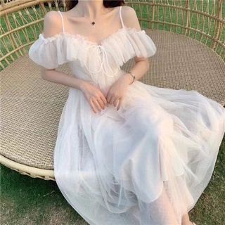 🔥จัดส่งในกรุงเทพฯ 🚚Gentle Fairy Yarn Quality Mid-length suspender dress fairy skirt female 2022 new fashion skirt