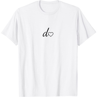 เสื้อยืด Adult Monogram Initial Letter D Heart Outline Minimalist Design T-Shirt