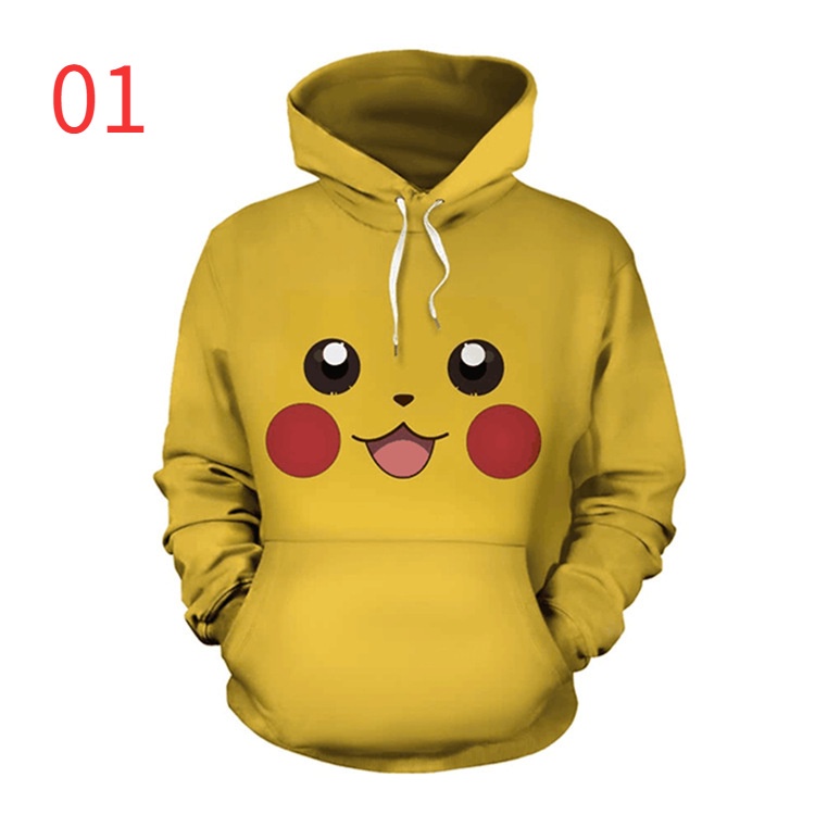 Pokemon Hoodie 3D พิมพ์เสื้อกันหนาว Pikachu Coat unisex Outerwear Psyduck Hoodie