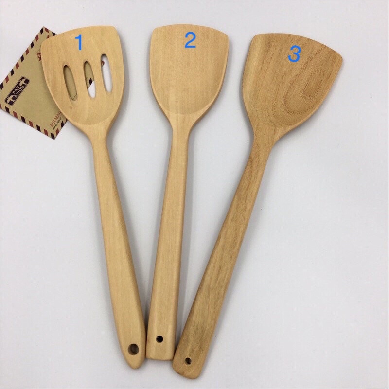 ตะหลิวไม้ ทัพพีไม้ HANDMADE ตะหลิวยาว 33-34 เซนติเมตร ใช้กับกะทะเทฟลอนได้ Wooden Spoon