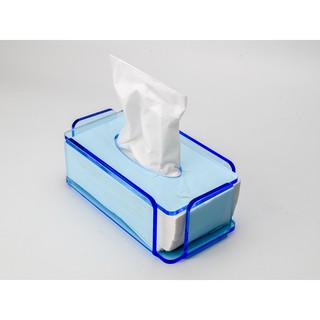 กล่องใส่ทิชชู่ กล่องทิชชู่อะคริลิค / Tissue Box Acrylic ขนาด กว้าง 12ซม. ยาว 21.5ซม. สูง7.5ซม. สีฟ้าใส