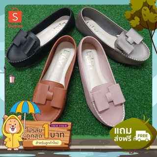 Size 34-45 รองเท้าคัทชู หนังนิ่ม แบบโบว์ใหญ่ Lily Shoes [ใส่โค้ด SEUWS922  ลด 20%]