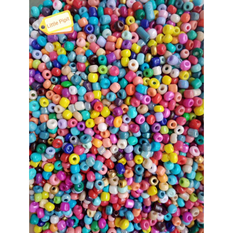 Seed beads ลูกปัดเม็ดทราย คละสี / ใสเหลือบรุ้ง 50 กรัม สำหรับงาน DIY