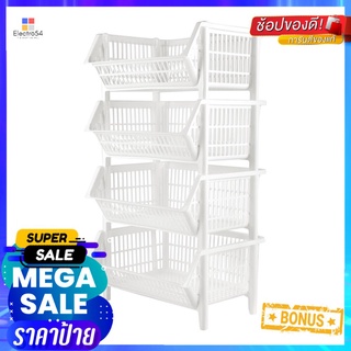 ตะกร้าผ้าเหลี่ยม 4 ชั้น PLIM L สีขาวCLOTH BASKET SQUARE WITHOUT LID WITHOUT WHEEL 4TIER BK-134 WHITE