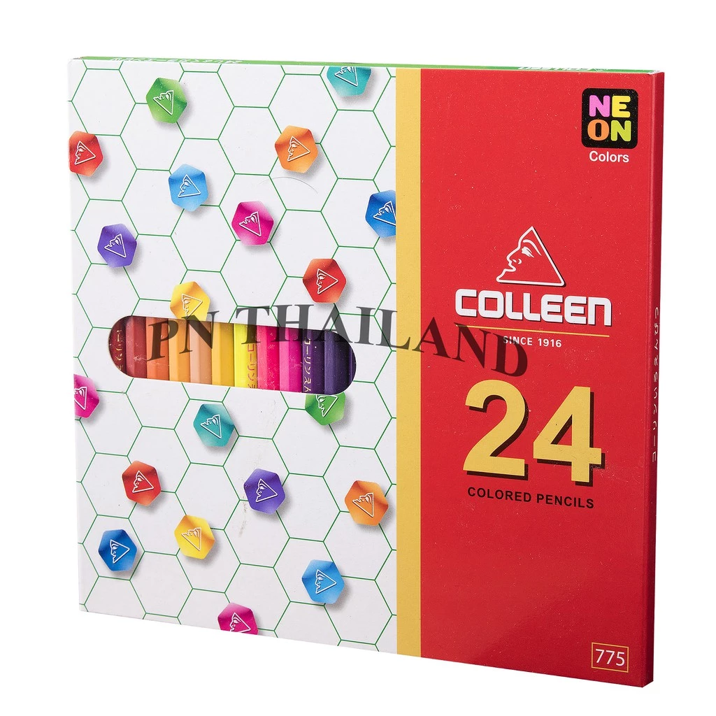 Colleen ดินสอสีไม้ คลอรีน 1 หัว 24 สี รุ่น775 สีธรรมดา+นีออน(สะท้อนแสง)