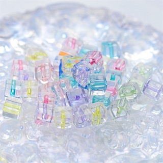 ST.KUNKKA 30Pcs 8mm น่ารัก Macaron ลูกปัดใสสแควร์ลูกปัดสีอะคริลิค