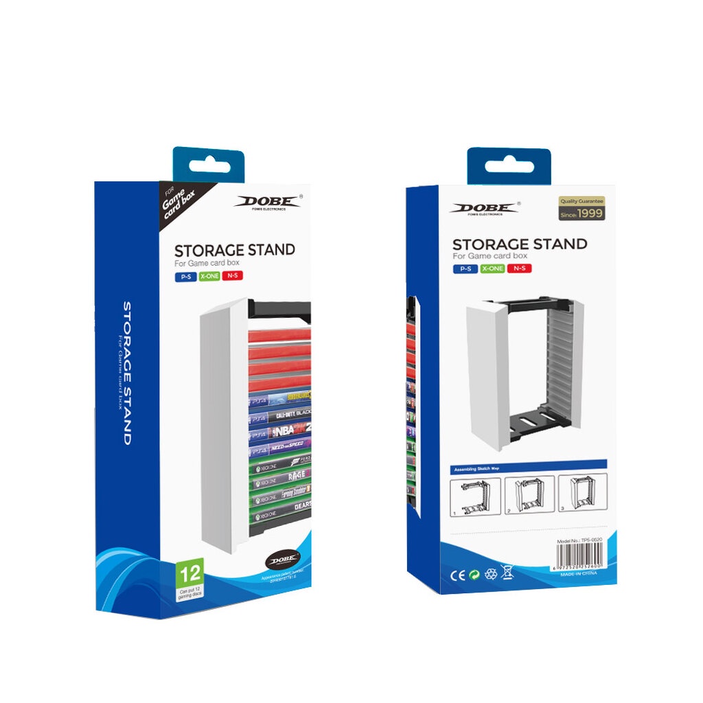 Dobe Storage Stand Tower 12 แผ่น สีขาวดำ วางแผ่นเกม PS4 PS5 Xbox