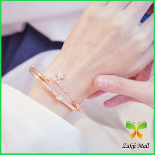 Zakii Mall สร้อยข้อมือชุบเงิน ประดับเพชรรูปดาว กำไลข้อมือ เครื่องประดับข้อมือแฟชั่น Bracelet