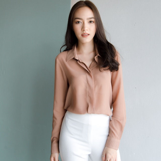 Japanese Chiffon Shirt | Nude