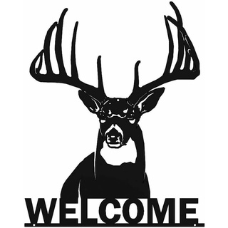 สติกเกอร์โลหะ รูปกวาง Welcome Whitetail Deer Buck สําหรับตกแต่งผนังบ้าน