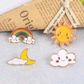 Smile Sun Moon Cloud Rainbow Enamel Pins Cartoon Smiley Face Weather Brooches Backpack Denim Jackets Lapel Pin Badge