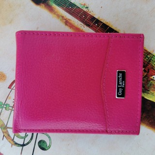 กระเป๋าสตางค์ Guy Laroche หนังวัวแท้ ใบสั้น นำเข้า สีชมพู Guy Laroche Short Fold Wallet