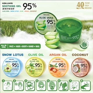 Kokliang ก๊กเลี้ยง แพ็กคู่ สโนว์ โลตัส ซูทติ้งเจล 95% x 2 แถมฟรี สบู่สมุนไพร สูตรดั้งเดิม 90 กรัม