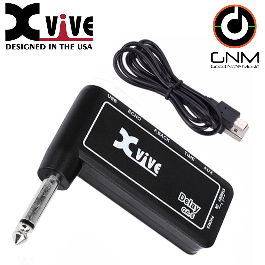 แอมป์ปลั๊ก Xvive Amplug GA-5 Delay แอมป์ปลั๊ก มีแบตเตอรี่ในตัว ชาร์จไฟบ้านได้ เสียบออกหูฟัง Mixer หร