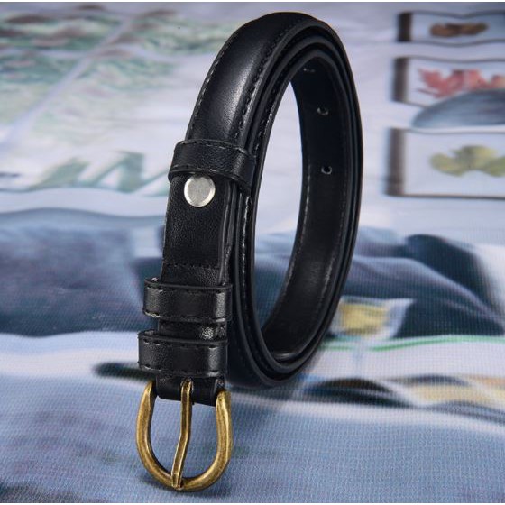 เข็มขัดผู้หญิง หัวเข็มขัดสีทอง หนังแท้ Women Leather Belt for Pants Dress Jeans Waist Belt with Brushed Alloy Buckle