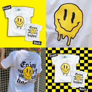 PB533 เสื้อแขนสั้นเด็ก melt smiley  ด้านหลังสกรีน enjoy surf skate happy!