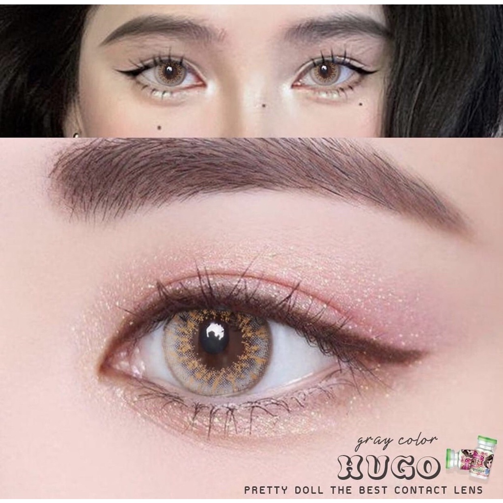 (COD)คอนแทคเลนส์ Contactlens รุ่น Hugo สายตา+ปกติ Prettydoll 0.00ถึง -6.00เลนส์นิ่มใส่สบายตา แถมตลับ
