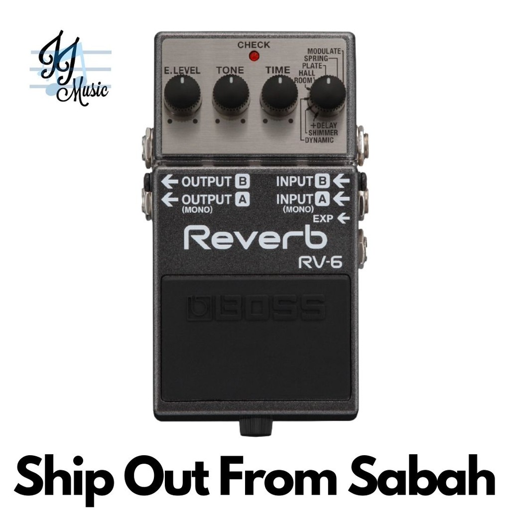 Boss RV-6 แป้นเหยียบเอฟเฟกต์กีตาร์ Reverb แบบดิจิตอล (RV6)