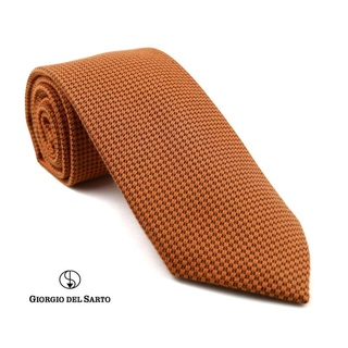 Giorgio Del Sarto Necktie Silk-Cotton Orange with Fabric Texture เนคไทสีส้มมีเท็กเจอร์