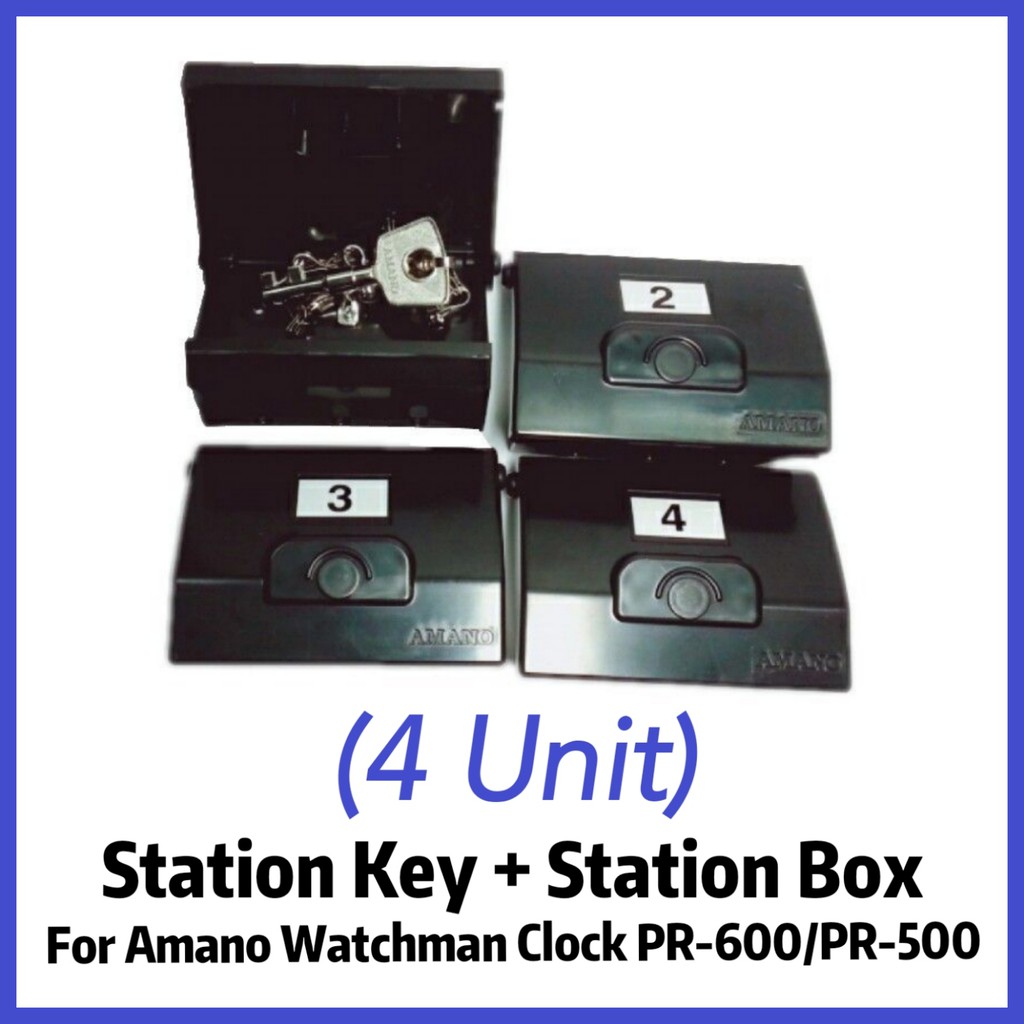 กุญแจสถานี Amano 4 หน่วยพร้อมกล่องสําหรับนาฬิกา Amano Watchman PR-500 / PR-600