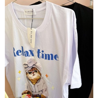 เสื้อoversizeลายแมวสไตล์วินเทจ