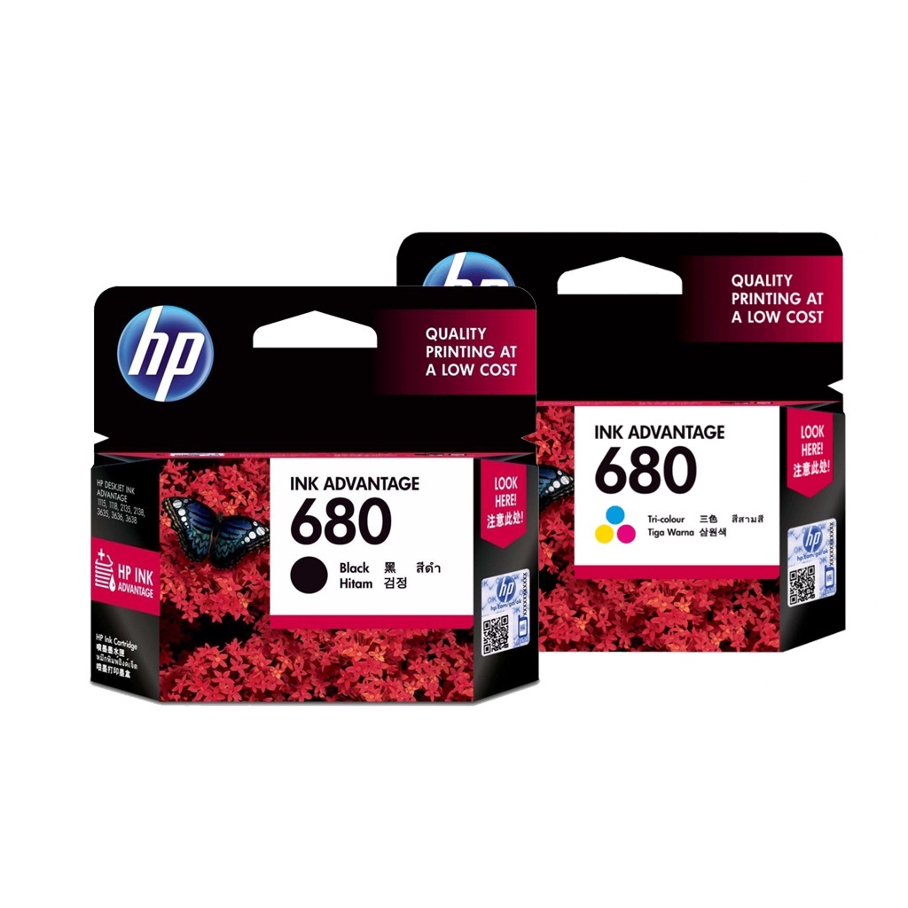 ตลับหมึก HP Ink 680 Black and 680 Tri-color Ink Cartridge ของแท้ 100% ...