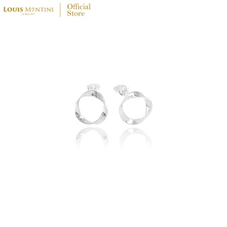 Louis Montini (Jewelry) Sterling Silver 925 Earrings ต่างหูเงินแท้ 92.5% ต่างหูผู้หญิง รูปวงกลม LJER33