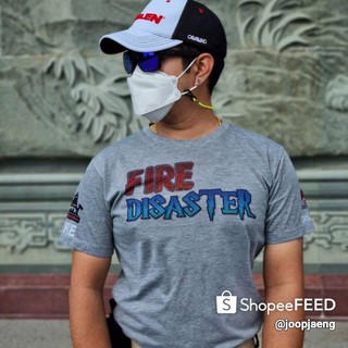 เสื้อยืด แขนสั้นสีเทาท็อป🚒Lifestyle🔥"Fire disaster"⛈️ #บรรเทาภัยเฉพาะกิจ