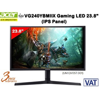 MONITOR (จอมอนิเตอร์) ACER รุ่น VG240YBMIIX 23.8" IPS 75Hz 1ms (IPS Panel) ACR-UMQV0ST001(UM.QV0ST.001) - รับประกัน 3 ปี