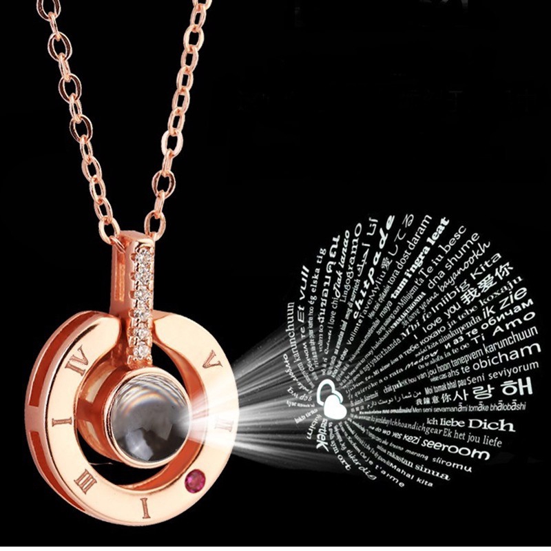 100 Languages Love Memory Wedding I Love You Projection Pendant Necklace Women