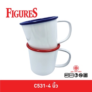 Figure แก้วน้ำเมลามีนเลียนแบบแก้วเคลือบสังกะสีขอบน้ำเงิน 4 นิ้ว รุ่น C531-4