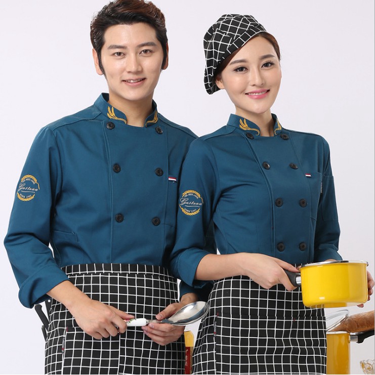 เสื้อแจ็กเก็ตแขนยาว ทรงหลวม สําหรับเชฟทําอาหาร ใส่ทํางานได้ทั้งชาย และหญิง