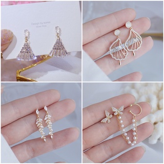 【พร้อมส่ง】ต่างหูชุบทอง 14k จี้รูปใบไม้เครื่องประดับสตรี