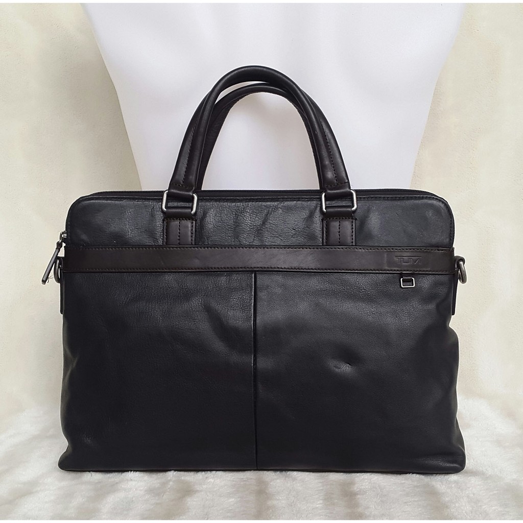กระเป๋ามือสอง ของแท้💯 TUMI Easton Slim Top Zip Briefcase Genunine Leather Bag กระเป๋าหนัง ใส่เอกสาร สะพายข้าง