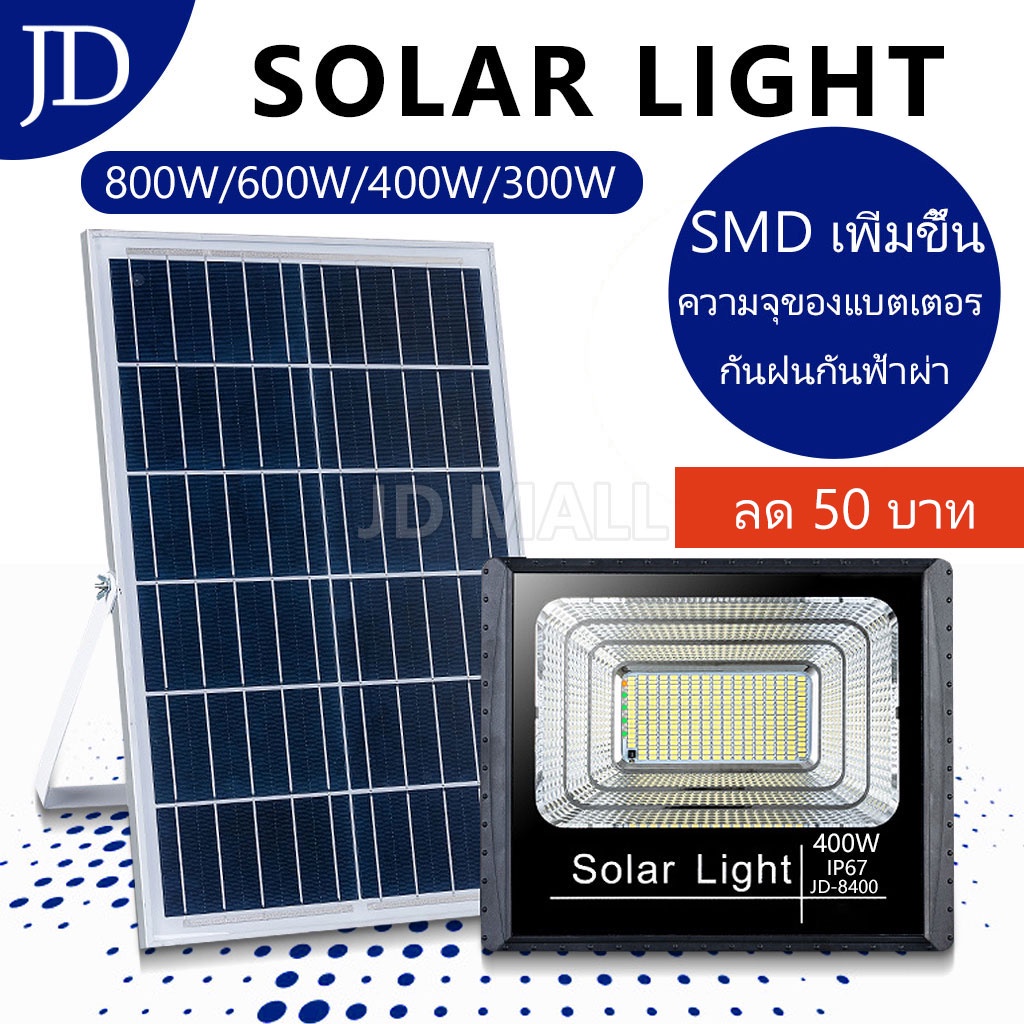 ราคาพิเศษวันนี้  JD 800W400W300W ไฟโซล่าร์เซลล์ สปอตไลท์  solar light ไฟsolar โซล่าเซลล์  ไฟโซล่าและแผงโซล่า ไฟสปอตไลท์