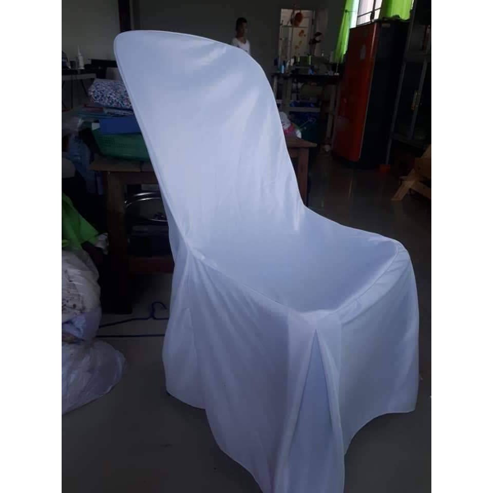 ผ้าคลุมเก้าอี้พลาสติก ผ้ายืดเนื้อหนาขาวเงา ผืนละ 85 บาท