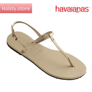 HAVAIANAS SANDALIAS RIVIERA SAND GREY สีครีม สายหนัง รองเท้าแตะผู้หญิง