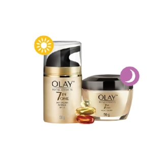 [ขายดี]Olayโอเลย์ โททัล เอฟเฟ็คส์ 7อิน1 ครีม สูตรป้องกันริ้วรอยเดย์ครีม50กรัม+ไนท์ครีม 50กรัม แพ็คคู่(บำรุงผิวหน้าผิวใส)