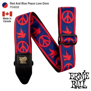 ERNIE BALL® P04698 Red And Blue Peace Love Dove Jacquard Strap สายสะพายกีตาร์ 3in1 ลวดลายศิลปะ สำหรับกีตาร์โปร่ง/กีตาร์ไฟฟ้า/กีตาร์เบส รุ่น Classic Jacquard ** Made in Canada **