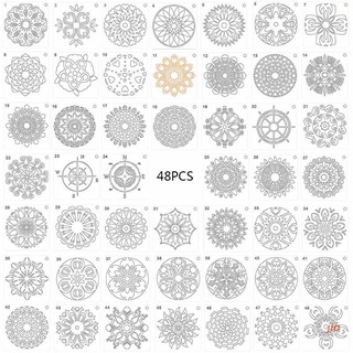 Jio แม่แบบลายนูน Mandala Stencils Diy สําหรับตกแต่งสมุดภาพ 48 ชิ้น / ชุด 10X10 ซม