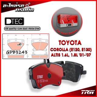 TRW ผ้าเบรคหลัง COROLLA (E120, E130) ALTIS 1.6L, 1.8L 01-07 (GDB3243)