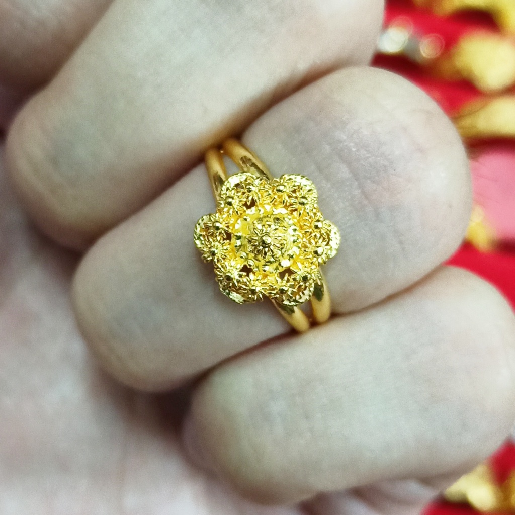 YHLG แหวนทองแท้ลายพิกุล น้ำหนัก 1 สลึง(มีให้เลือกหลายแบบ)