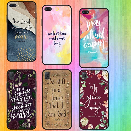 นุ่มสีดํา Realme 7 4G 7i 7 Pro 4G 8 8 Pro 4G 8 5G 8S C2 C3 ฝาครอบโทรศัพท์ Bible verse Christ Christi