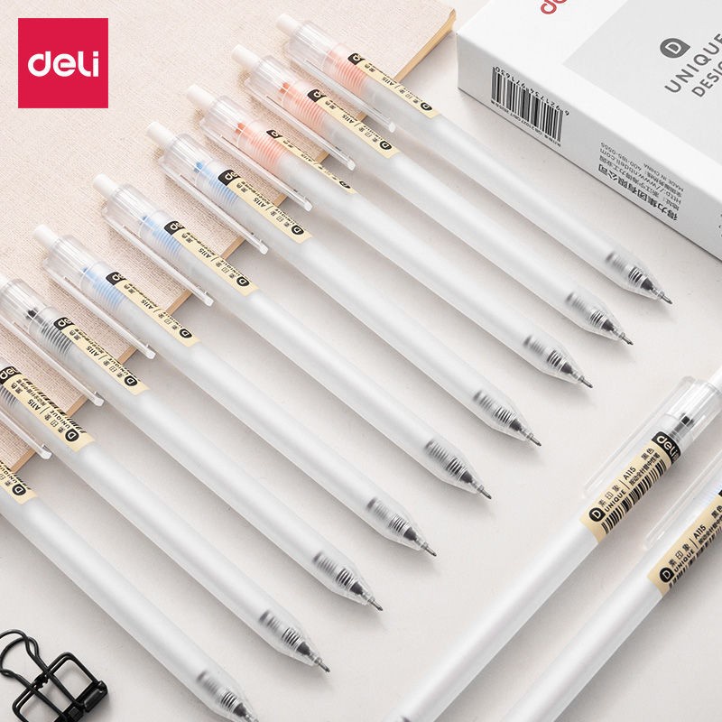 Deli ปากกาหมึกเจล สีดํา 0.38 มม. เติมได้ สําหรับนักเรียน โรงเรียน