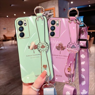 เคสโทรศัพท์มือถือ ลายใบเมเปิ้ล พร้อมสายคล้องคอ หรูหรา สําหรับ OPPO Realme C15 C12 C25 C25S Narzo 20 30A